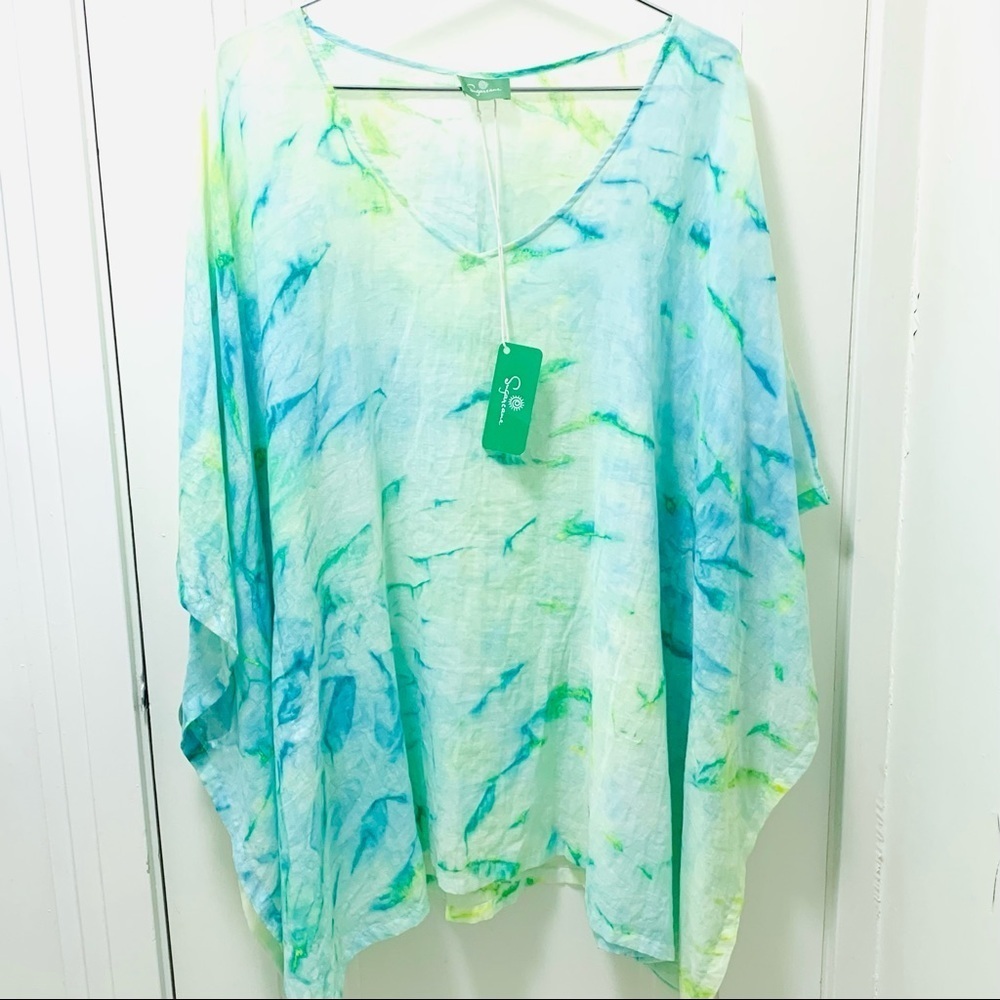 NWT SUGARCANE Swimsuit Coverup, Green and Yellow Tie Dye